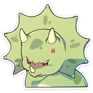 😡 트리케라톱스, 공룡, 화난, 만화, 스티커, 귀여운 telegram sticker