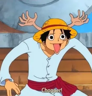 👒 Monkey D. Luffy One Piece Chopper! Anime, Cartoon, Ruffy, Monkey D. Ruffy, One Piece, Chopper, Lustig telegram sticker