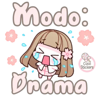 🌸 Modo: Drama 可爱, 卡哇伊, 剧情, 哭泣, 情绪化, 动漫, 女孩, 贴纸 telegram sticker