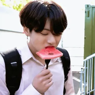 ✨ Jungkook K-pop, BTS, Jungkook, watermelon, eating, singer, idol telegram sticker