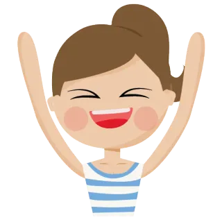 😄 Kartun, Wanita, Senang, Perayaan, Sorak, Angkat tangan telegram sticker