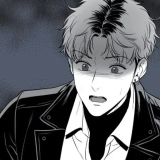 😨 アニメ, マンガ, キャラクター, 感情, 白黒 telegram sticker