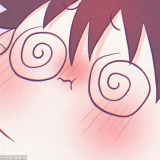 ⚫️ @HAWKS Anime, Pusing, Wajah, Pusaran, Pipi merah telegram sticker