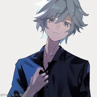 💠 @FuzuriduiO_Megumi anime, manga, boy, grey hair, illustration whatsapp sticker