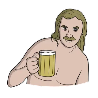 🍺 homme, bière, moustache, boire, dessin animé telegram sticker