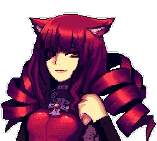 😏 Anime, Catgirl, Pixel art, Femmina, Ritratto telegram sticker