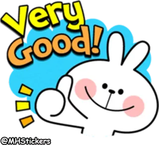 👍 Very Good! kelinci, bagus, lucu, stiker, jempol ke atas, bunny telegram sticker