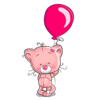 😉 gatto, palloncino, carino, rosa, cuore, cartone animato whatsapp sticker
