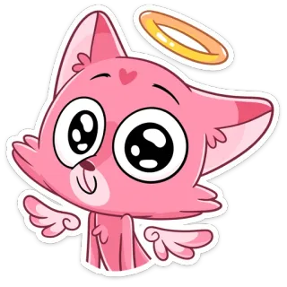 😇 gato, anjo, fofo, kawaii, adesivo, animal, rosa, auréola telegram sticker