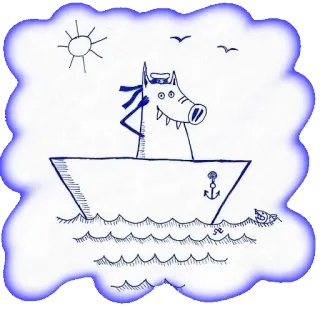 🐳 porco, barco, marinheiro, mar, desenho telegram sticker