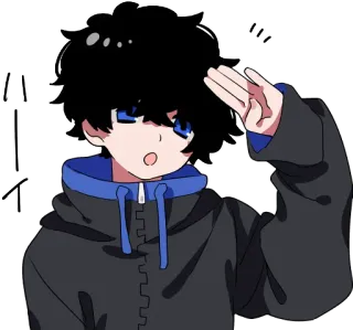 😮 ハーイ Anime, Con trai, Lời chào, Kawaii, Dễ thương telegram sticker