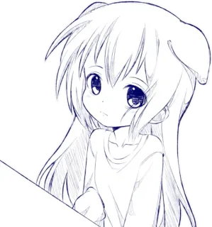😐 Anime, Manga, Gadis, Imut, Gambar, Sketsa telegram sticker