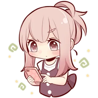 📱 Chibi, Anime, Carino, Telefono, Ragazza, Adesivo, Kawaii telegram sticker