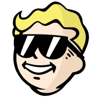 😎 Vault Boy Fallout Vault Boy, Fallout, Sonnenbrille, Videospiel, Cartoon telegram sticker