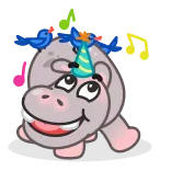 🥳 гиппопотам, мультик, животное, вечеринка, веселье, милый telegram sticker
