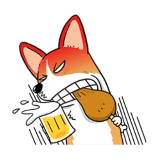 🍉 dog, beer, chicken leg, cartoon, animal, food telegram sticker