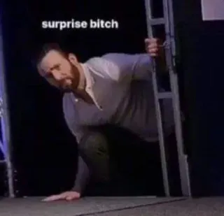 🙂 surprise bitch surprise, bitch, meme, funny, actor telegram sticker