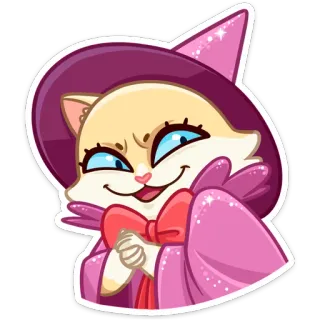 😈 kat, heks, hoed, magie, schattig, dier, cartoon telegram sticker