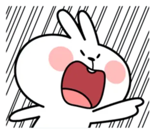 😡 conejo, dibujos animados, enfadado, gritando, señalando whatsapp sticker