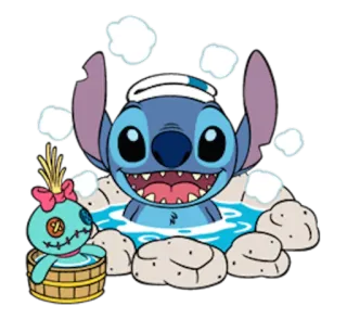 🛀 Stitch Lilo & Stitch Мультфильм, Дисней, Стич, Ванна, Релакс whatsapp sticker