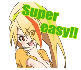 👍 Super easy!! Аниме, Легко, Супер, Эмоция, Мультфильм, Желтые волосы, Милый telegram sticker