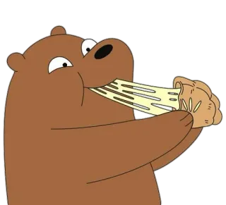 🤤 Grizz We Bare Bears bear, cartoon, food, cute, eating telegram sticker