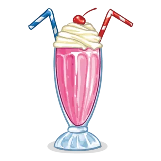 🍨 молочный коктейль, десерт, напиток, вишня, взбитые сливки, соломинка telegram sticker