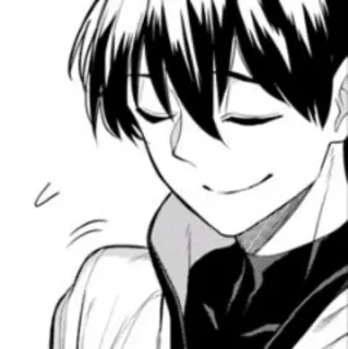 😌 Anime, Mangá, Desenho animado, Preto e branco, Feliz, Sorriso telegram sticker