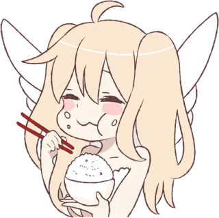 🍚 Anime, Gadis, Makan, Nasi, Sumpit, Lucu, Makanan telegram sticker