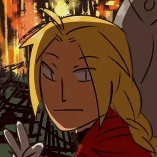 🙂 Edward Elric Fullmetal Alchemist Anime, Mangá, Desenho animado, Personagem, Elric, Dedo do meio, Gesto telegram sticker