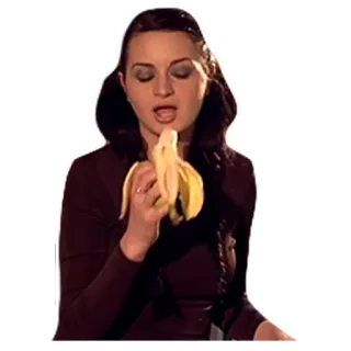 🍌 женщина, банан, ест, фрукт, еда whatsapp sticker
