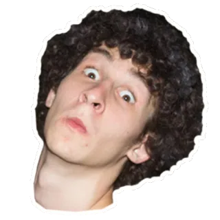 😳 persona, cara, cabeza, pelo rizado, retrato, sticker telegram sticker
