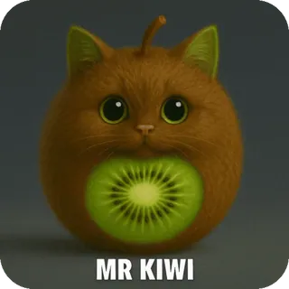 🥝 MR KIWI แมว, กีวี, ผลไม้, สัตว์, น่ารัก, มิสเตอร์กีวี, ดิจิทัลอาร์ต whatsapp sticker