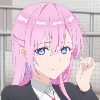 🐻 Anime, Mädchen, pinke Haare, blaue Augen telegram sticker