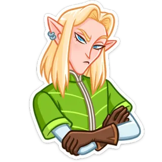 🙅‍♂ Elf, Fantasy, Charakter, Blonde Haare, Anime, Cartoon telegram sticker