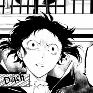 ♠ Dash Anime, Manga, Expression, Dessin animé, Noir et blanc telegram sticker