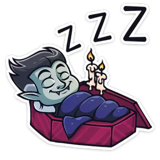 😴 ZZZ vampiro, durmiendo, zzz, ataúd, dibujos animados, lindo, descanso, cansado telegram sticker