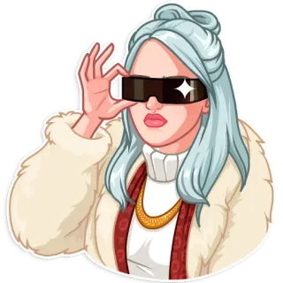 😎 moda, styl, kobieta, okulary przeciwsłoneczne, futro, glamour telegram sticker