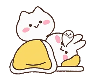 😴 แมว, กระต่าย, น่ารัก, สัตว์, การ์ตูน telegram sticker