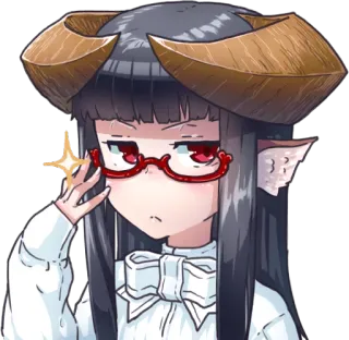 🤓 アニメ, 女の子, 角, 眼鏡, 可愛い, ステッカー telegram sticker