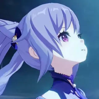😟 Keqing Genshin Impact Anime, Mädchen, lila Haare, Videospiel, Genshin Impact, Keqing whatsapp sticker