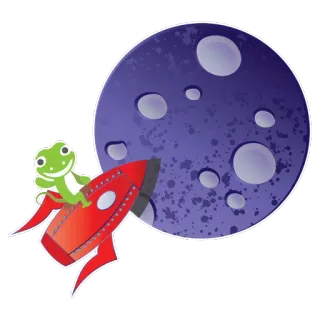 🚀 rã, foguete, lua, desenho animado, espaço, caprichoso, fofo whatsapp sticker