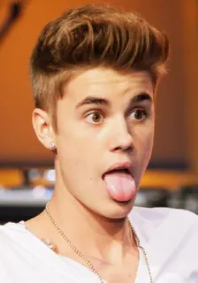 😛 Justin Bieber 歌手, 名人, 流行明星, 舌头, 搞笑, 青少年偶像 telegram sticker