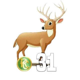 🦌 31 ciervo, macho, caza, aire libre, animal, vida silvestre, número 31 telegram sticker