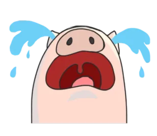 😢 menangis, babi, sedih, air mata, kesal, kartun, binatang telegram sticker