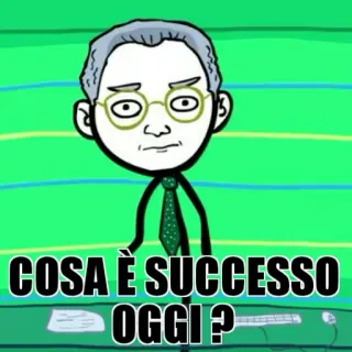 🤔 COSA È SUCCESSO
OGGI? cartone animato, italiano, domanda, ufficio, personaggio telegram sticker