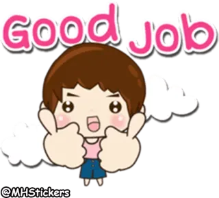 👏 Good Job 做得好, 卡通, 可爱, 成功, 庆祝, 鼓励 telegram sticker