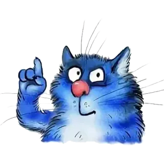 👆 cat, cartoon, animal, pointing, finger, blue telegram sticker