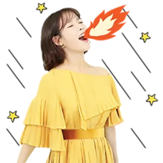 😡 女人, 裙子, 吼叫, 火, 星星, 卡通 telegram sticker