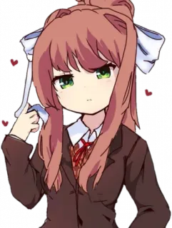 💚 Monika Doki Doki Literature Club! anime, chibi, cute, monika, doki doki literature club, video game telegram sticker